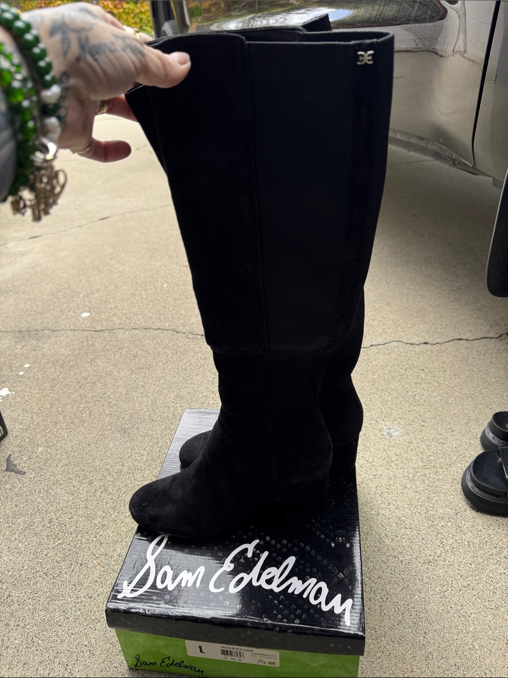 Sam Edelman Black Knee-High Suede Boots